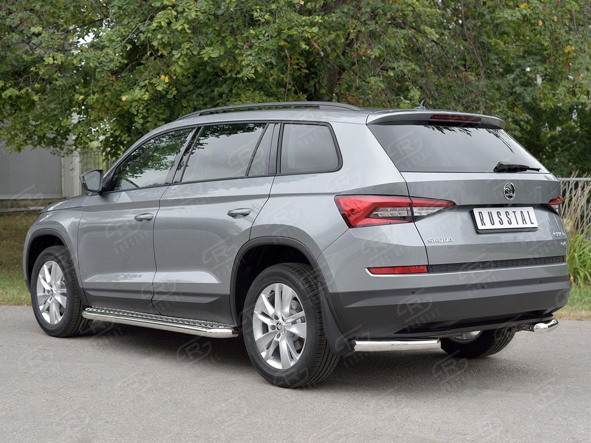 Защита заднего бампера уголки d57 на Skoda Kodiaq, Slitkoff SKKZ-002782