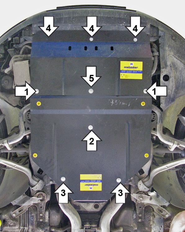 Защита стальная Мотодор (Двигатель, Коробка переключения передач), 2 мм, Сталь для Volkswagen Phaeton 2002-2006 арт. 02731