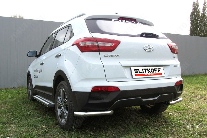 Уголки d57 Hyundai Creta 4WD (2016-2021) Black Edition, Slitkoff, арт. HCRET4WD014BE