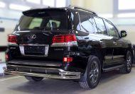 Защита заднего бампера волна двойная d76+53 на Lexus LX 570 Sport 2013, Технотек LX12S_3.2