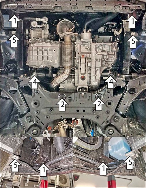 Защита стальная Мотодор (Двигатель, Коробка переключения передач), 2 мм,  KGM Torres  2023- арт. 72801