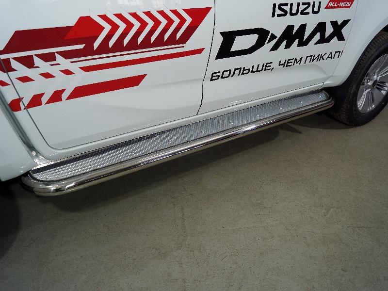 Пороги с площадкой (нерж. лист) 60,3 мм для автомобиля Isuzu D-MAX 3.0D 2019-,TCC Тюнинг ,арт. ISDMAX19-20