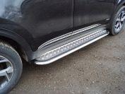 Пороги с площадкой 75х42 мм для автомобиля Kia Sportage 2010-2014 TCC Тюнинг арт. KIASPORT10-10