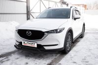 Защита переднего бампера d57+d32 двойная черная Mazda CX-5 (2017-2023) , Slitkoff, арт. MZCX175-01B