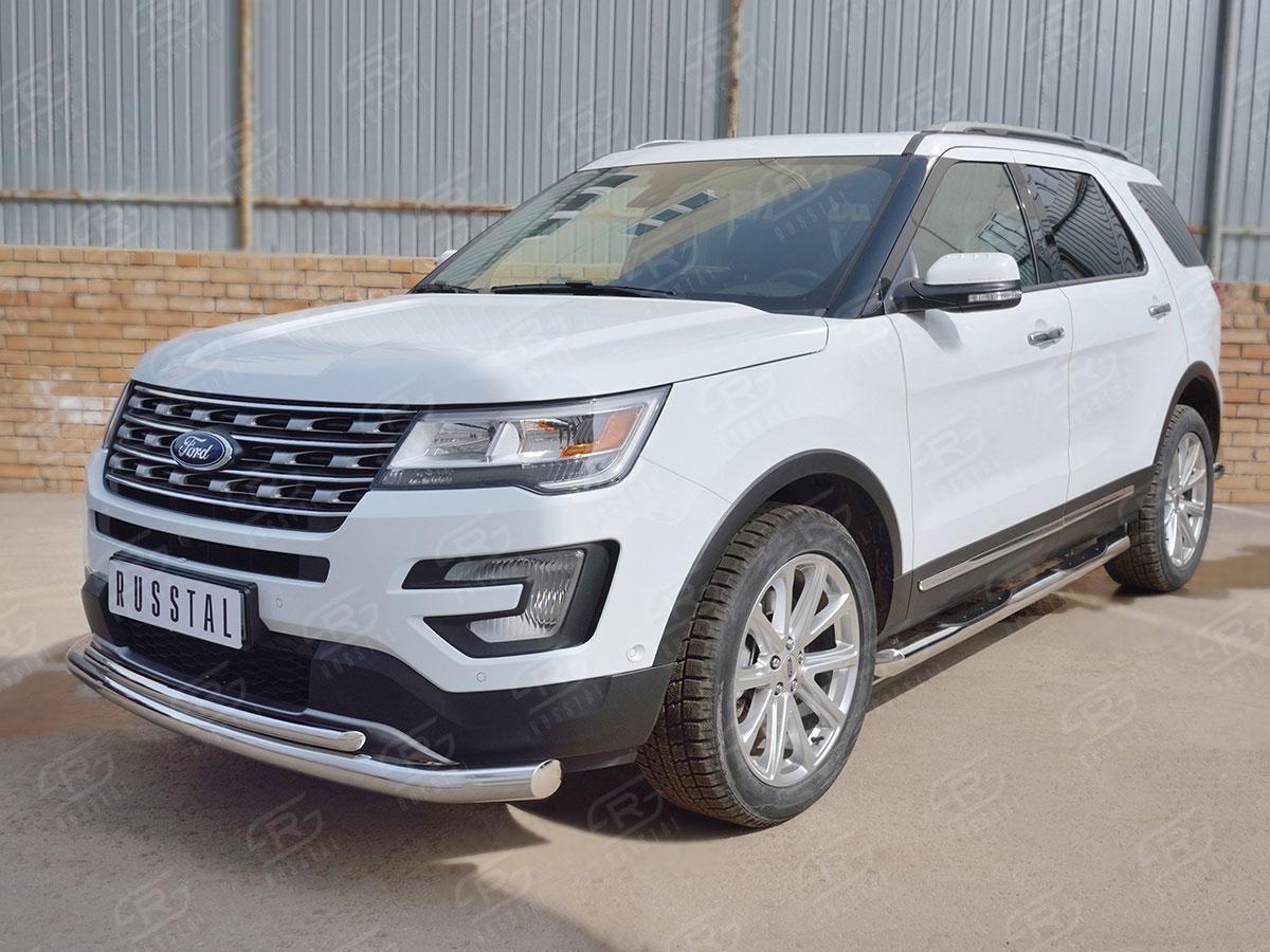Защита переднего бампера d76/42 для Ford Explorer 2015, Slitkoff FEZ-002661