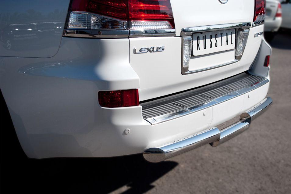 Защита заднего бампера d76 ступень для Lexus LX 570 2012, Руссталь LLXZ-000868