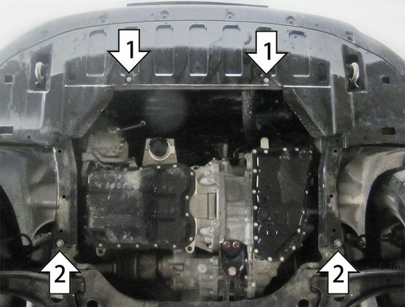 Защита стальная Мотодор (Двигатель, Коробка переключения передач), 2 мм, Сталь для Mitsubishi Outlander III 2019- арт. 71338