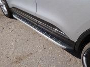 Пороги алюминиевые с пластиковой накладкой (карбон серые) 1720 мм для автомобиля Renault Koleos 2017-, TCC Тюнинг RENKOL17-32GR