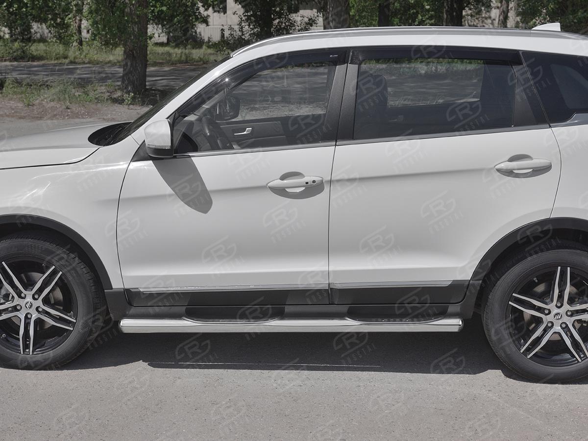 LIFAN X70 2018- Пороги труба d76 с накладкой (вариант 3) LF7T-0032883