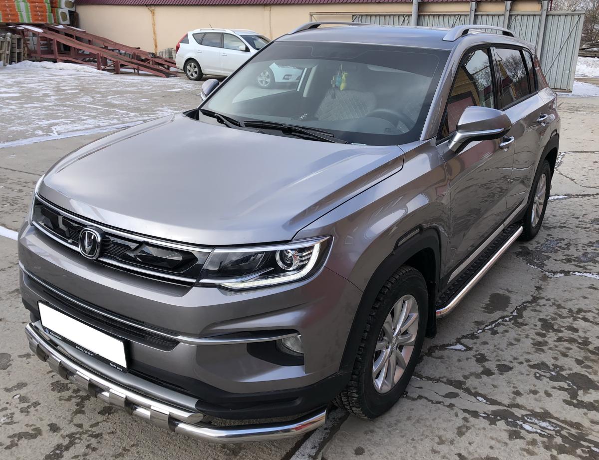 Защита переднего бампера двойная с перемычками для автомобиля CHANGAN CS35 Plus арт. CGCS35P.21.75