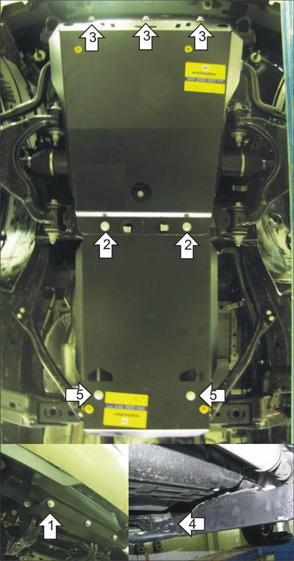 Защита алюминиевая Мотодор (Двигатель, Передний дифференциал, Коробка переключения передач), 5 мм, Алюминий для Toyota Land Cruiser Prado 150 2014-2017 арт. 32523
