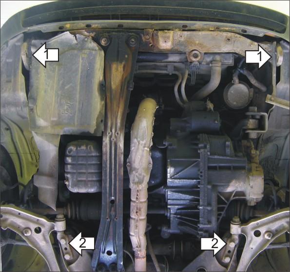 Защита стальная Мотодор (Двигатель, Коробка переключения передач), 2 мм, Сталь для Nissan Maxima 1988-1994 арт. 01404