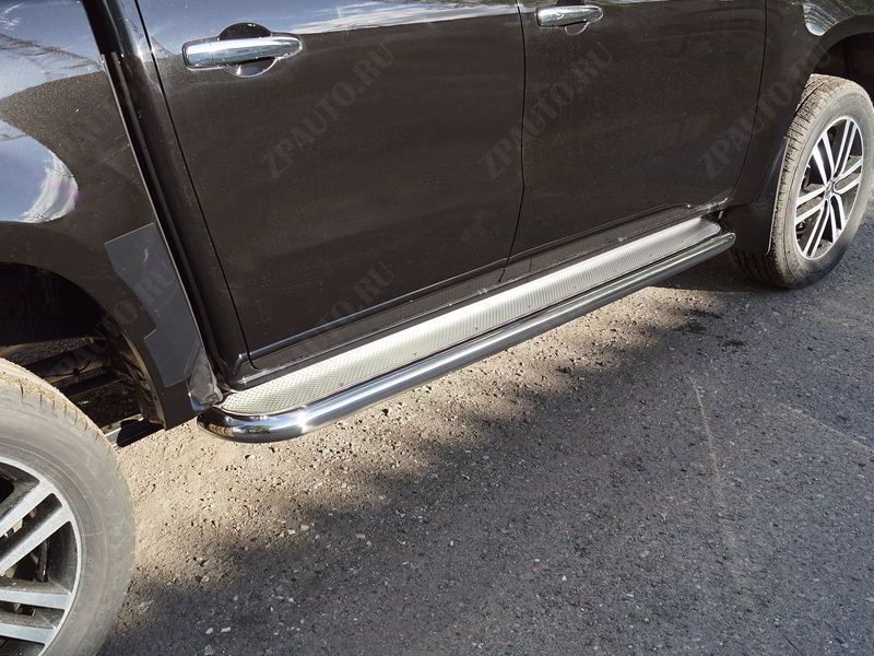 Пороги с площадкой (нерж. лист) 60,3 мм Dongfeng DF6 2.3D Luxury 2022- арт. DONGFDF622-24