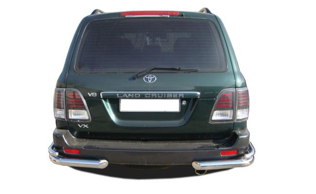 Защита заднего бампера угловая двойная d76/42 для Toyota Land Cruiser 100, TLC100.98.20, Россия