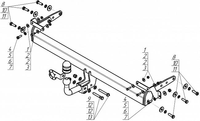Фаркоп для Hyundai Tucson 2021-, тип шара A (оцинкованный), арт. 90913-A