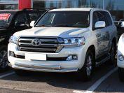 Защита переднего бампера d-76+76х43 радиусная двойная (верхняя труба овальная) для автомобиля Toyota Land Cruiser 200 EXECUTIVE LOUNGE 2018-наст.вр., Технотек, арт. LCN18_4.3EXL