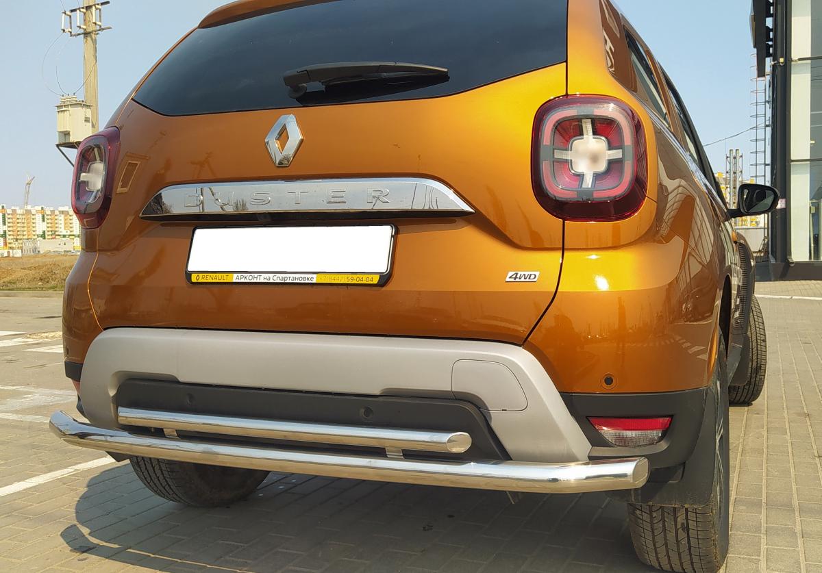 Защита заднего бампера двойная для автомобиля Renault Duster 2021 арт. RD.21.15