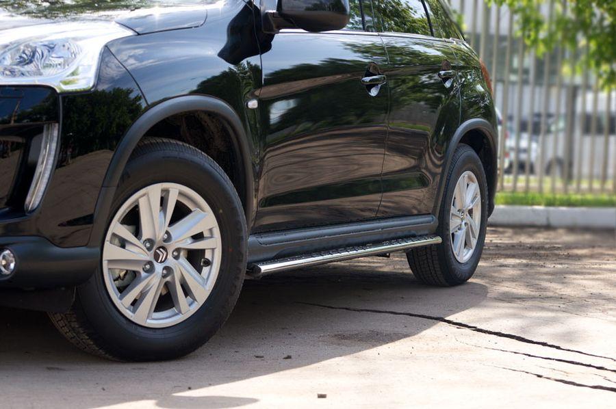 Пороги труба d75x42 овал с проступью для Citroen C4 Aircross 2012, Slitkoff P48O-000536