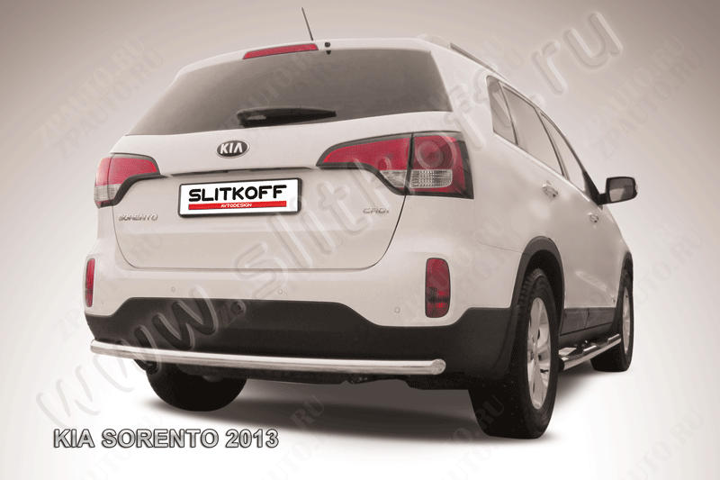 Защита заднего бампера d57 радиусная Kia Sorento (2012-2021) , Slitkoff, арт. KS13-010