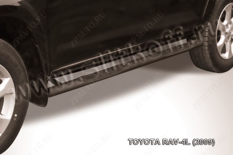 Защита порогов d76 с проступями черная Toyota Rav-4 L (2005-2010) , Slitkoff, арт. TR409L-013B