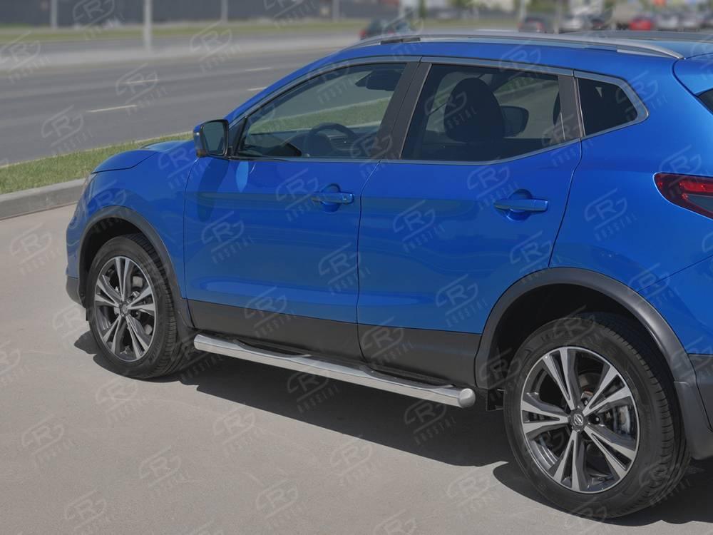 NISSAN QASHQAI 2019- Пороги труба d76 с накладкой (вариант 3) NQST-0032493