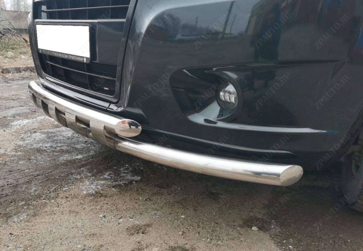 Защита переднего бампера с перемычками для автомобиля ГАЗ ГАЗель Next 2014 арт. GZNXT.14.75-4