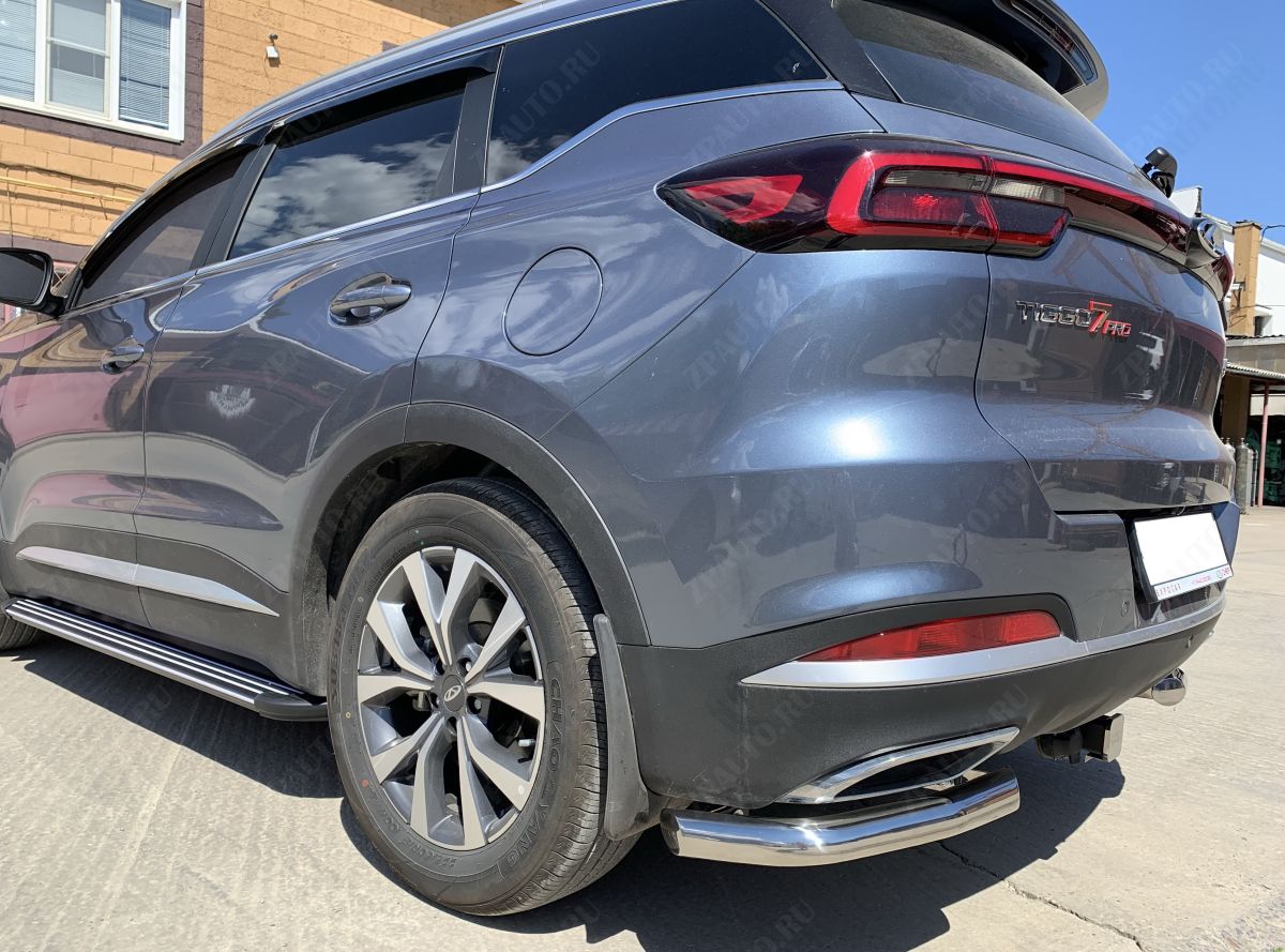 Защита заднего бампера угловая для автомобиля Chery Tiggo 7 Pro 2021 арт. CTGP.7.21.17
