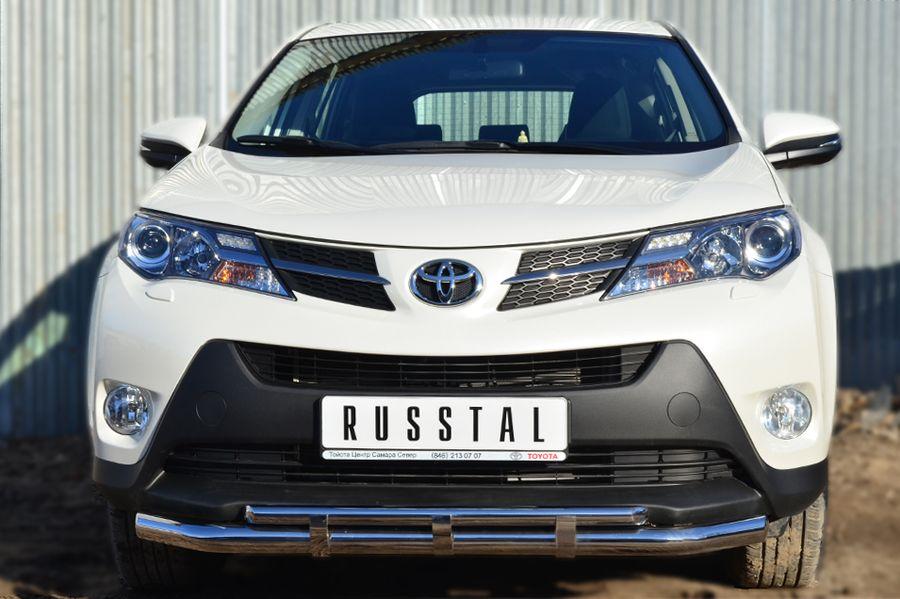 Защита переднего бампера d57/d42 с декоративными элементами для Toyota RAV4 2012, Slitkoff TR4Z-001280