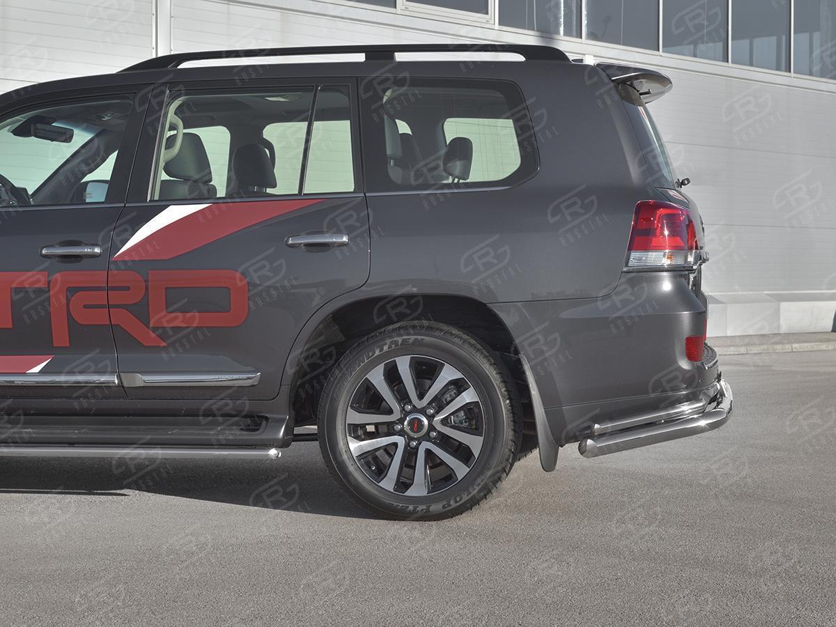 Защита заднего бампера d76 секции-d42 уголки с надписью для автомобиля Toyota Land Cruiser 200 TRD 2019 арт. TLCZ-003336, Slitkoff