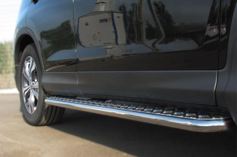 Пороги труба d42 с листом для Honda CR-V 2013, Slitkoff HVL-001341