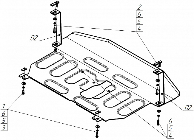Защита стальная Мотодор (Двигатель, Коробка переключения передач), 2 мм,  Toyota Corolla Fielder  2018- арт. 72511
