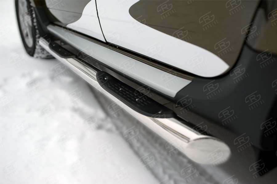 Пороги труба d76 с накладкой вариант 1 на Renault Duster 2015, Slitkoff RDT-0021791