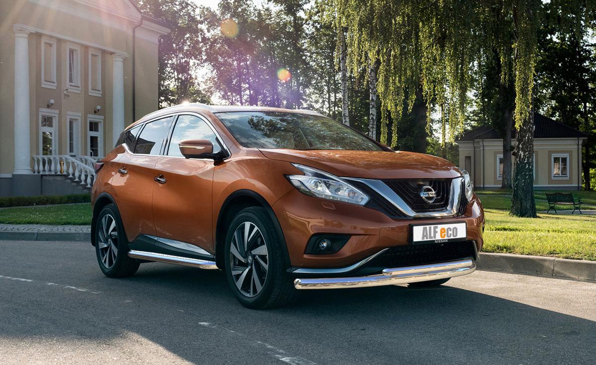 Защита передняя двойная D 60,3/42,4 для Nissan Murano(Ниссан Мурано), ALFeco арт. NISMUR-16.03