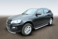 Защита порогов d57 с листом Zotye T600 (2013-2023) Black Edition, Slitkoff, арт. ZOT-004BE