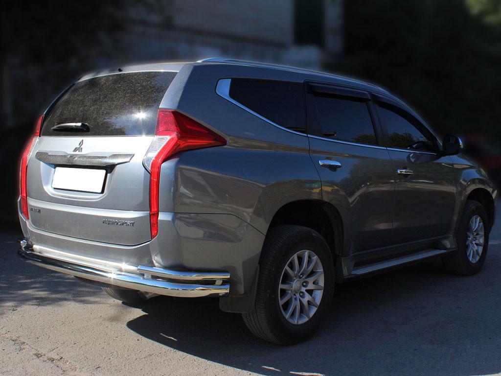 Защита заднего бампера волна d76+43 на Mitsubishi Pajero Sport 2016, Технотек MPS16_3.1
