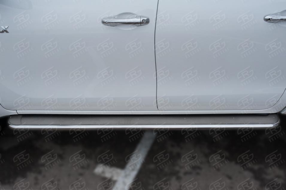 TOYOTA HILUX 2020- Пороги труба  d42 с листом (вариант 3) THL-0034983