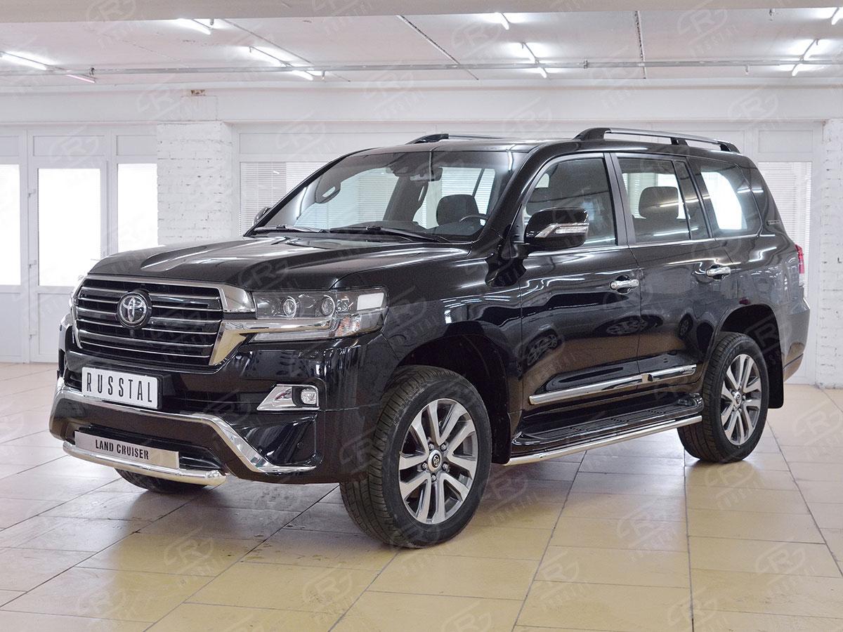 Защита переднего бампера d57 с надписью Toyota LC 200 Executive 2016 , Slitkoff TLCZ-002553