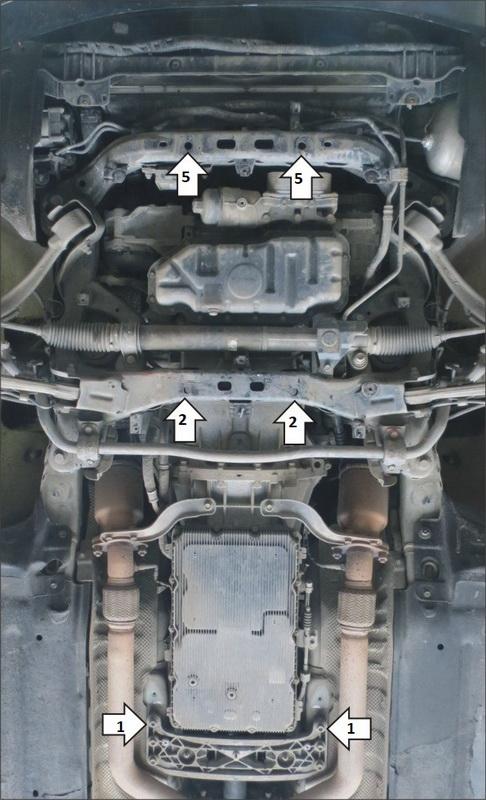 Защита стальная Мотодор (Двигатель, Коробка переключения передач), 3 мм, Сталь для Hyundai Equus 2009-2013 арт. 10903