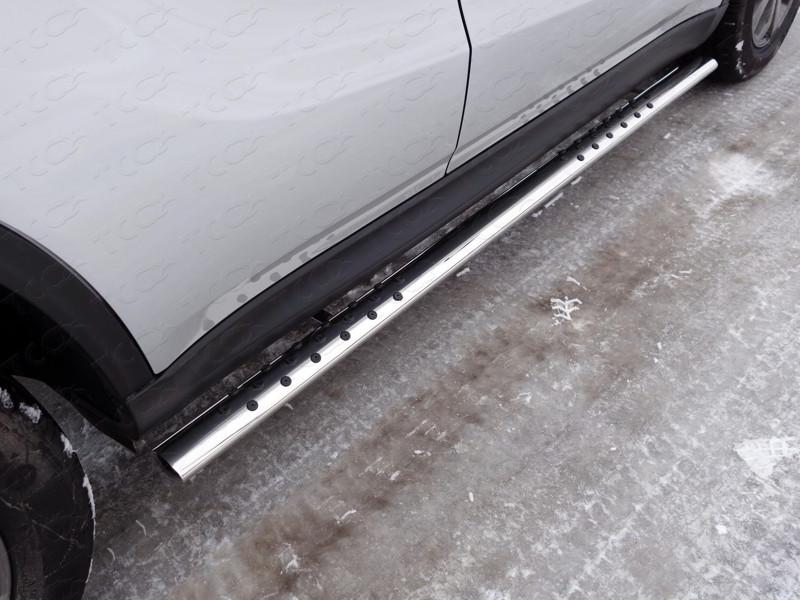 Пороги овальные с проступью 75х42 мм для автомобиля Suzuki Vitara 2015-, TCC Тюнинг SUZVIT15-09