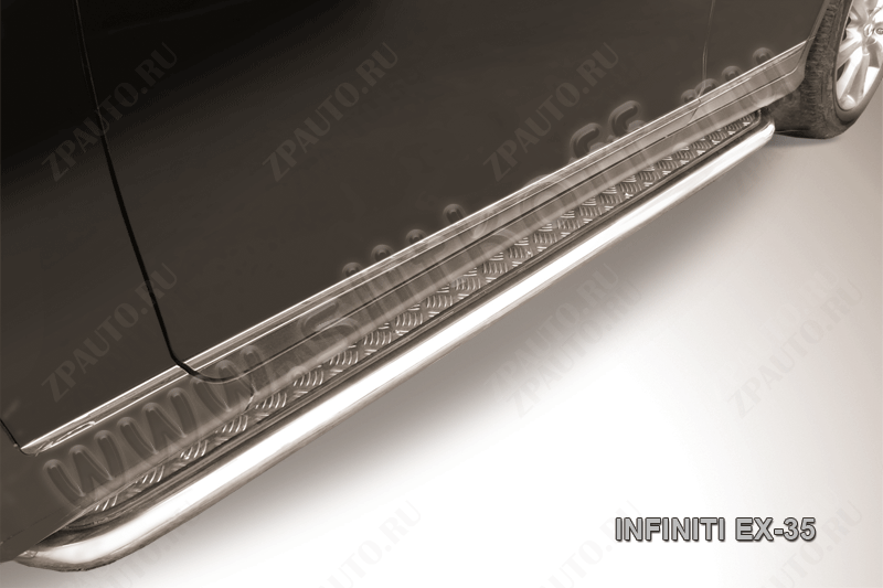 Защита порогов d57 с листом Infiniti EX-35 (2007-2013) Black Edition, Slitkoff, арт. IN.EX005BE