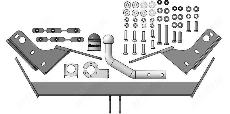 Фаркоп Hyundai Custo V-1,5; 2,0; передний привод; с 2021 г., тип шара A (оцинкованный), MOTODOR, арт. 90921-A