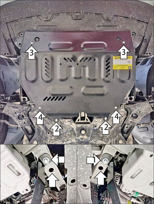 Защита стальная Мотодор (Двигатель; КПП), 2 мм,  Changan UNI-S  2026-2026 арт. 77219