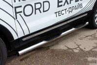 Защита порогов d76 с проступями Ford Explorer (2017-2019) Black Edition, Slitkoff, арт. FEX18005BE