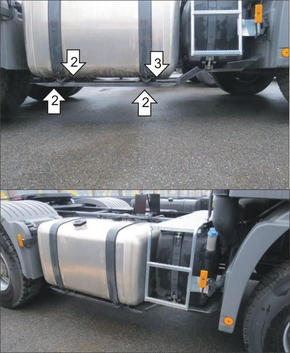 Защиты Грузовые Motodor (Бак AdBlue, Топливный бак), 4 мм, Сталь для Mercedes-benz Actros 2016- арт. 21218