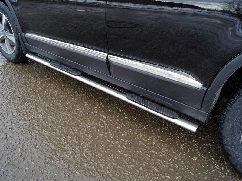 Пороги овальные с накладкой 75х42 мм для автомобиля Great Wall Haval H6 2015-, TCC Тюнинг HAVH615-09