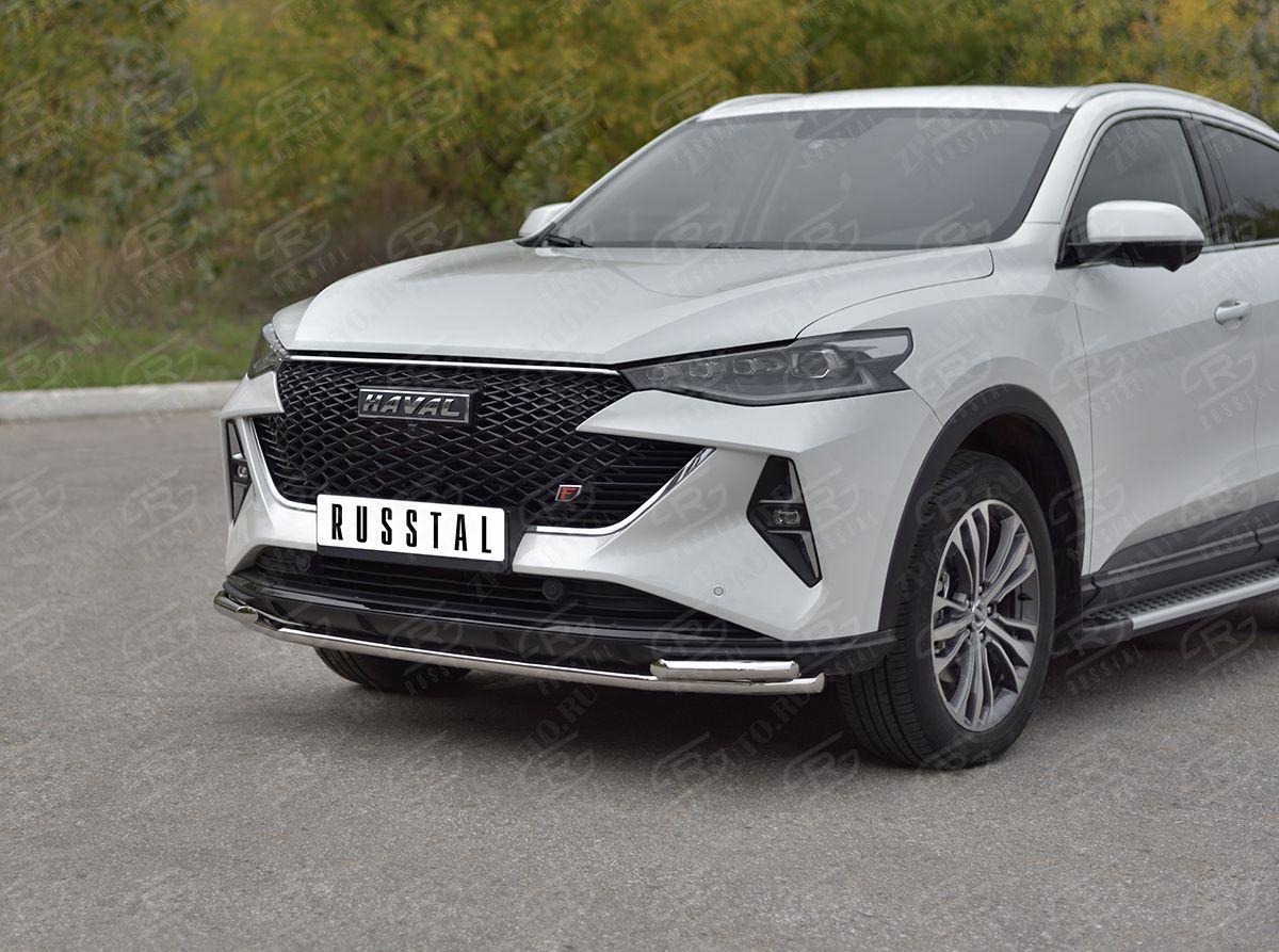 HAVAL F7X 4WD 2022- Защита переднего бампера d42 секции-d42 уголки HF7XZ-004001