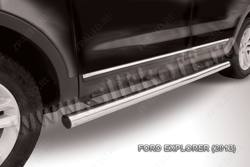 Защита порогов d76 труба Ford Explorer (2010-2015) Black Edition, Slitkoff, арт. FEX006BE
