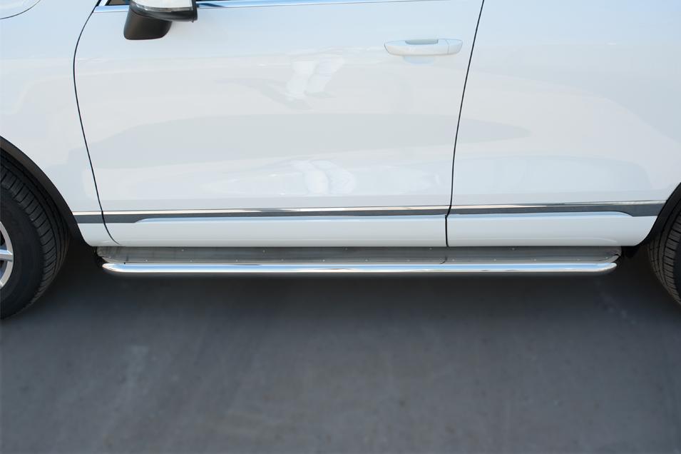 Пороги труба d57 с листом вариант 3 для Volkswagen Touareg 2014, Slitkoff VWTL-0021323