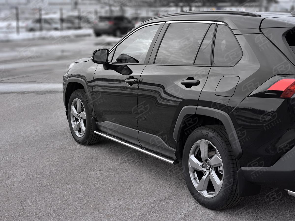 TOYOTA RAV4 2019-  Пороги труба 75х42 овал с проступью TR4O-003364, Slitkoff