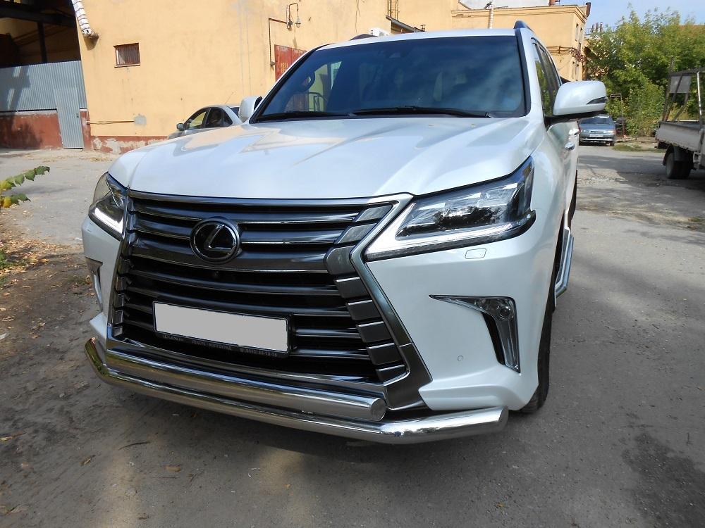 Защита передняя двойная 76,1/75*42 (овал) мм для автомобиля Lexus LX 450d/LX 570 2015- (кроме F-Sport), арт. LXLX45015-03, Россия LLX.450.15.03